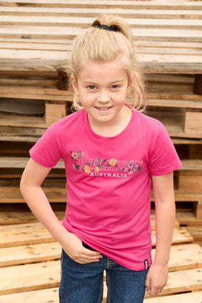 Girls Bullzye Flora Tee Tshirt - Berry (7350928080973)