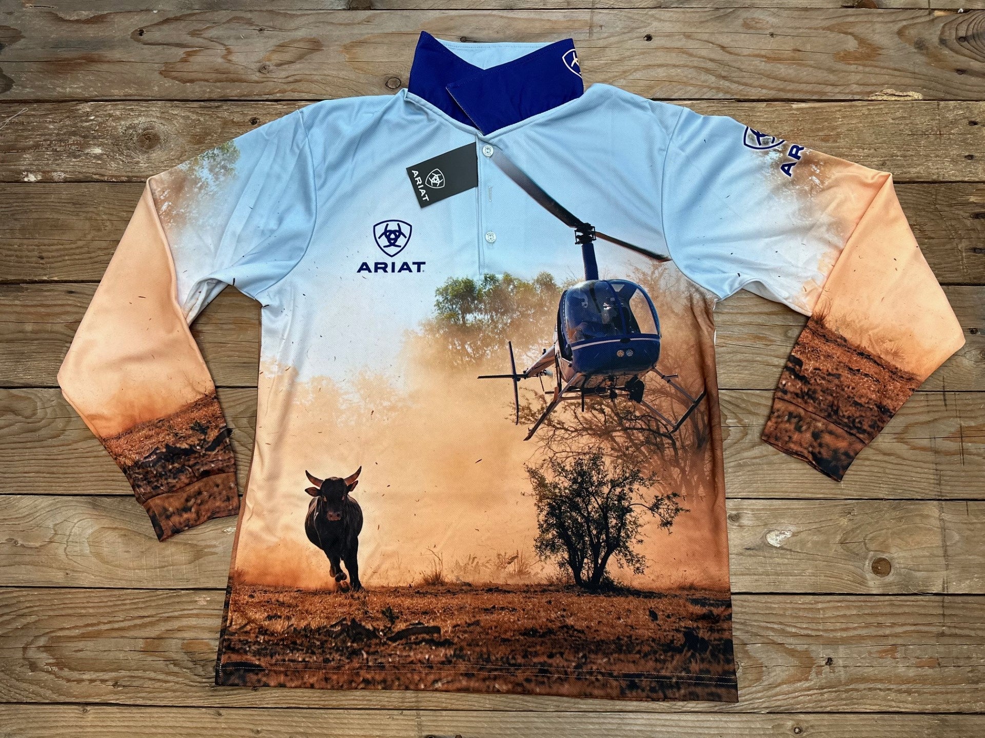 Adults Ariat Unisex Fishing Shirt - Helimuster (7073037811789)