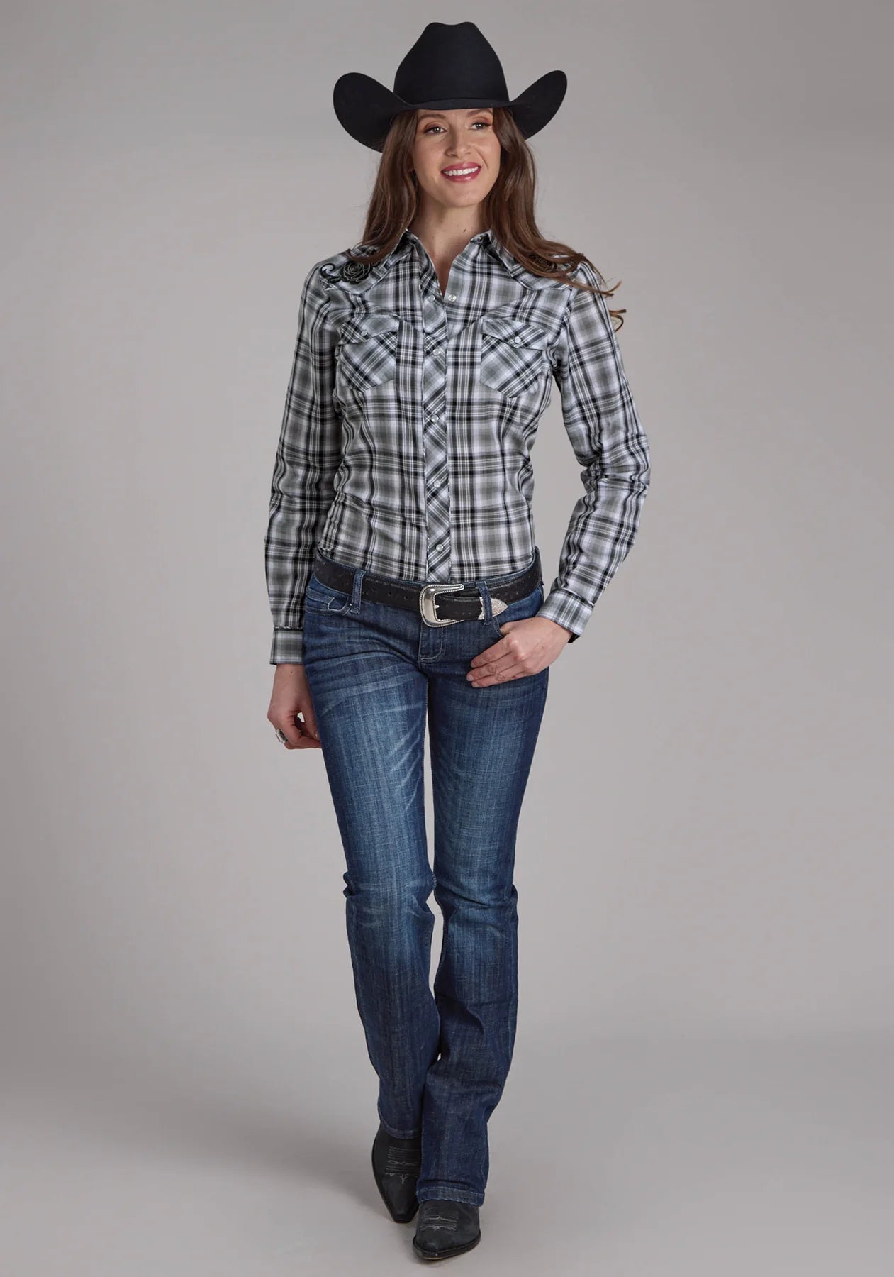 Womens Roper Karman Special LS Shirt - Grey Rose (7434566336589)