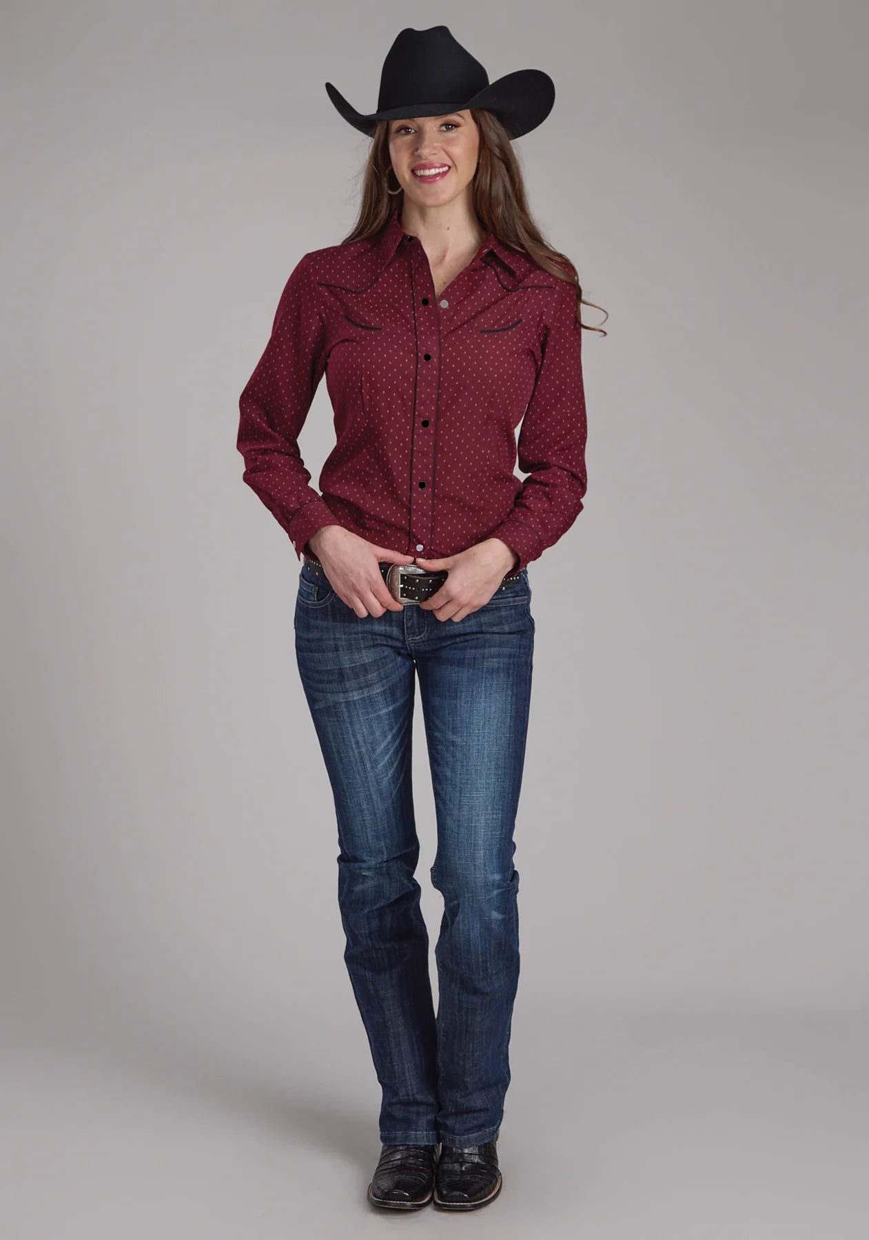 Womens Roper Karman Special LS Shirt - Wine (7434566369357)