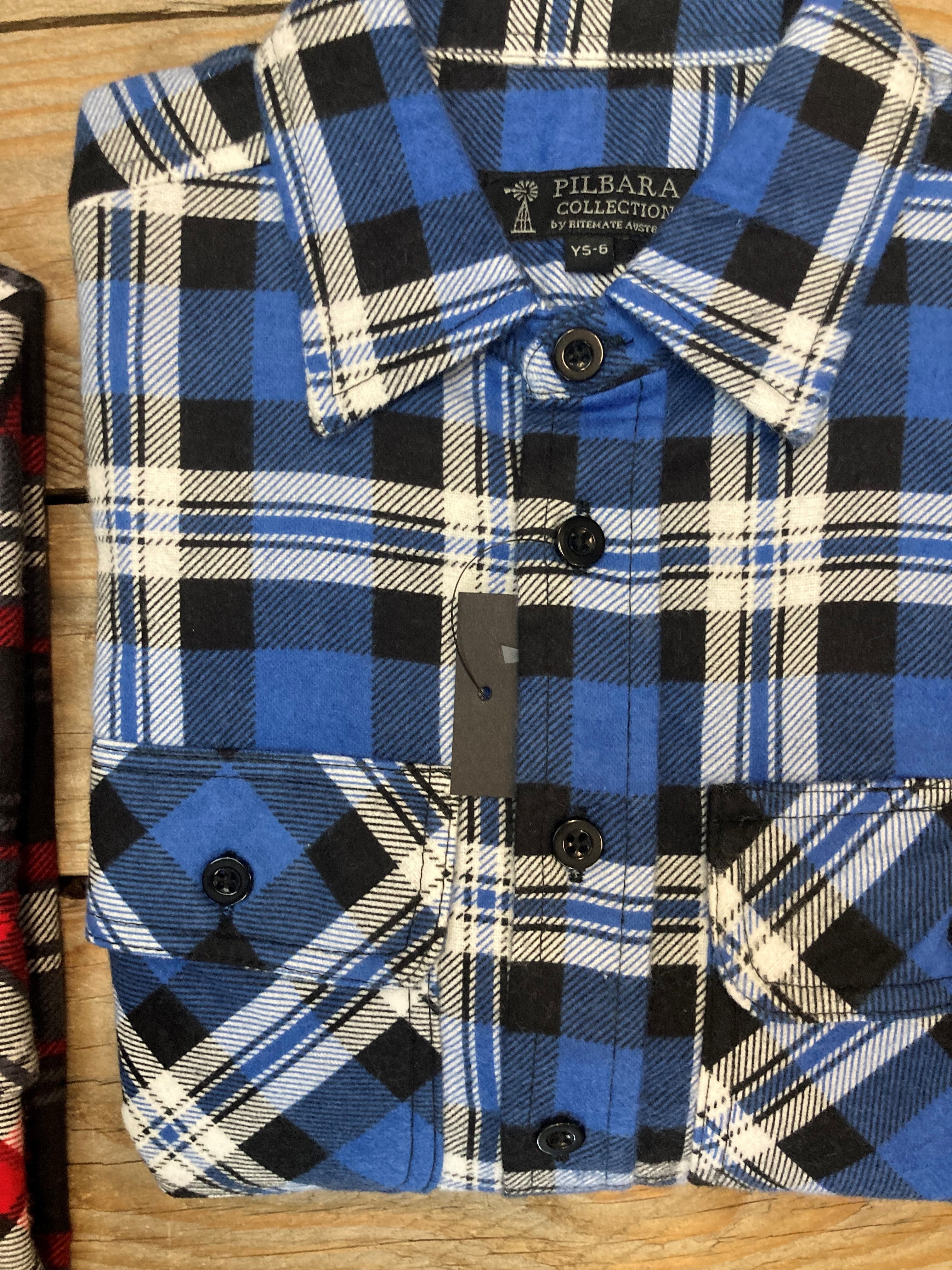 Kids Pilbara Open Front Flannelette Shirt - Assorted (6596760895565)
