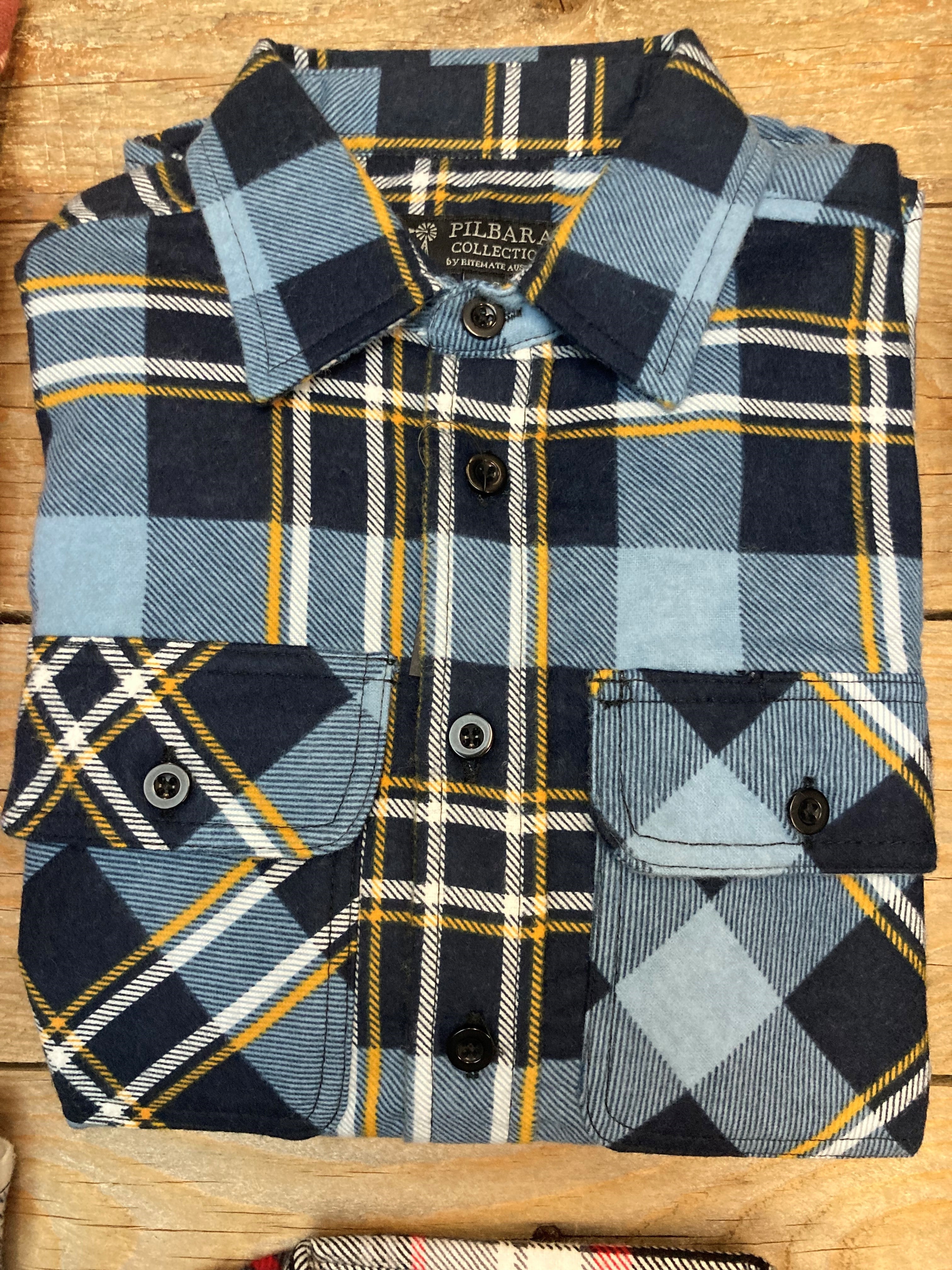 Kids Pilbara Open Front Flannelette Shirt - Assorted (6596760895565)