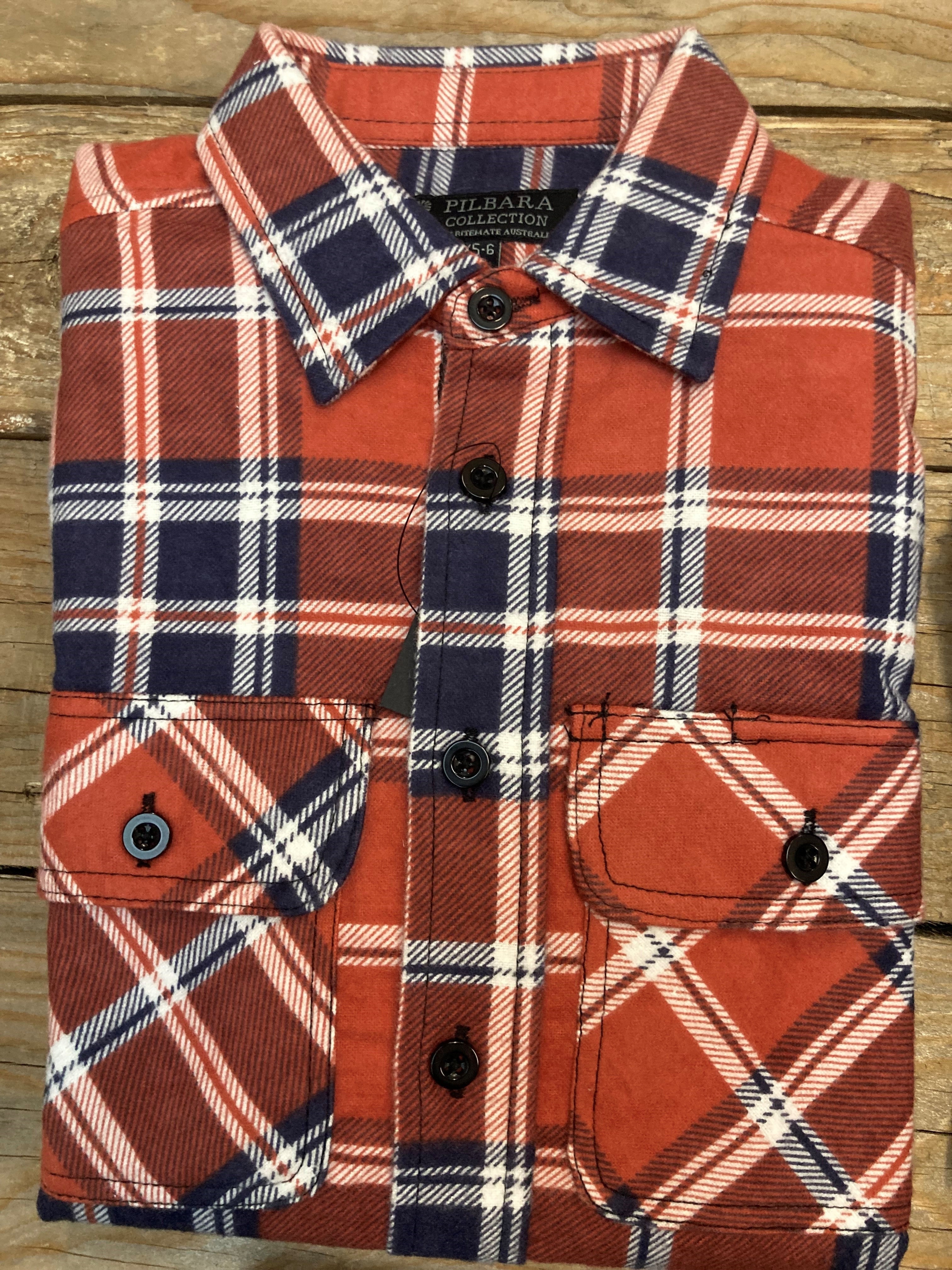 Kids Pilbara Open Front Flannelette Shirt - Assorted (6596760895565)