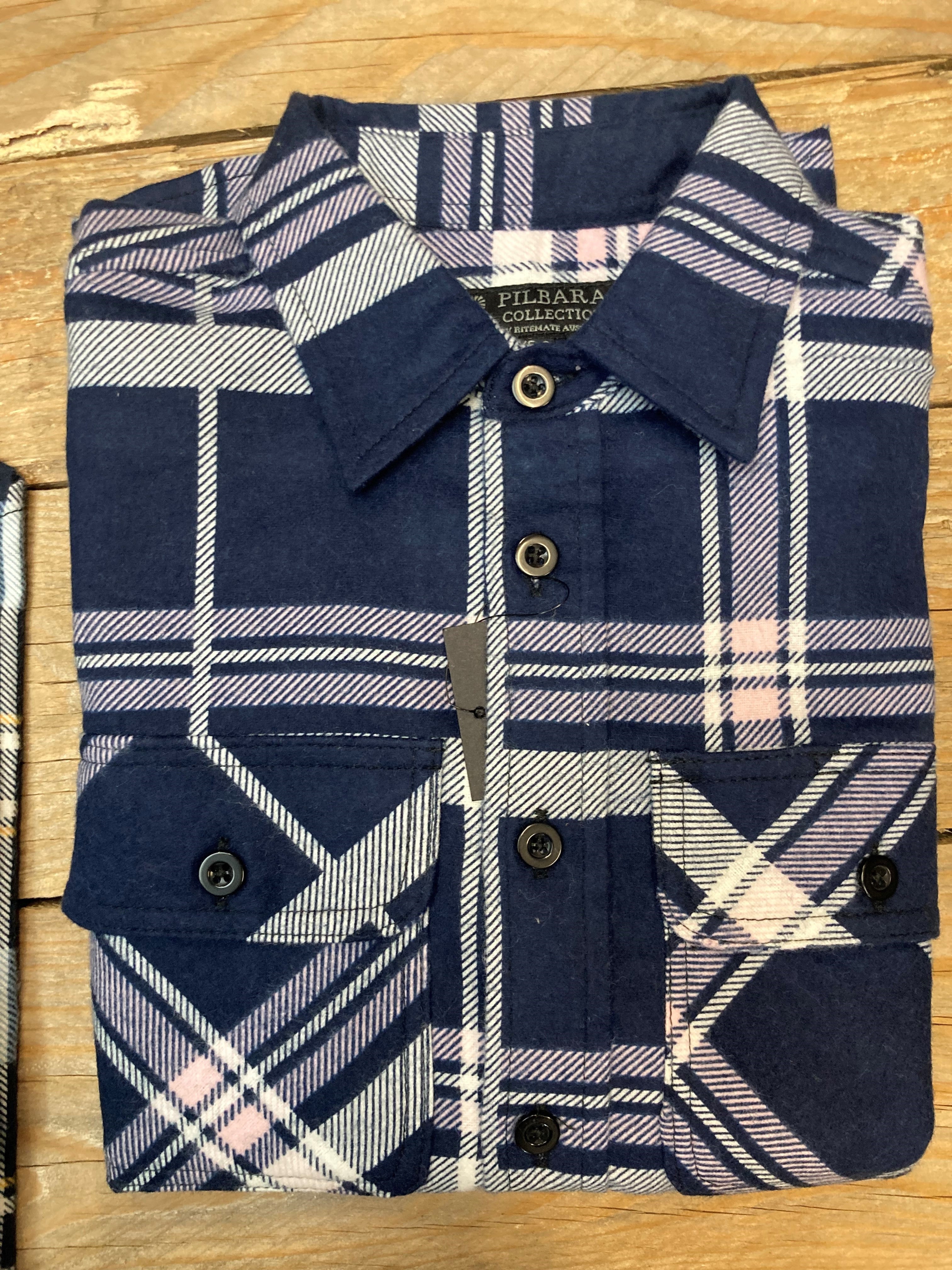 Kids Pilbara Open Front Flannelette Shirt - Assorted (6596760895565)