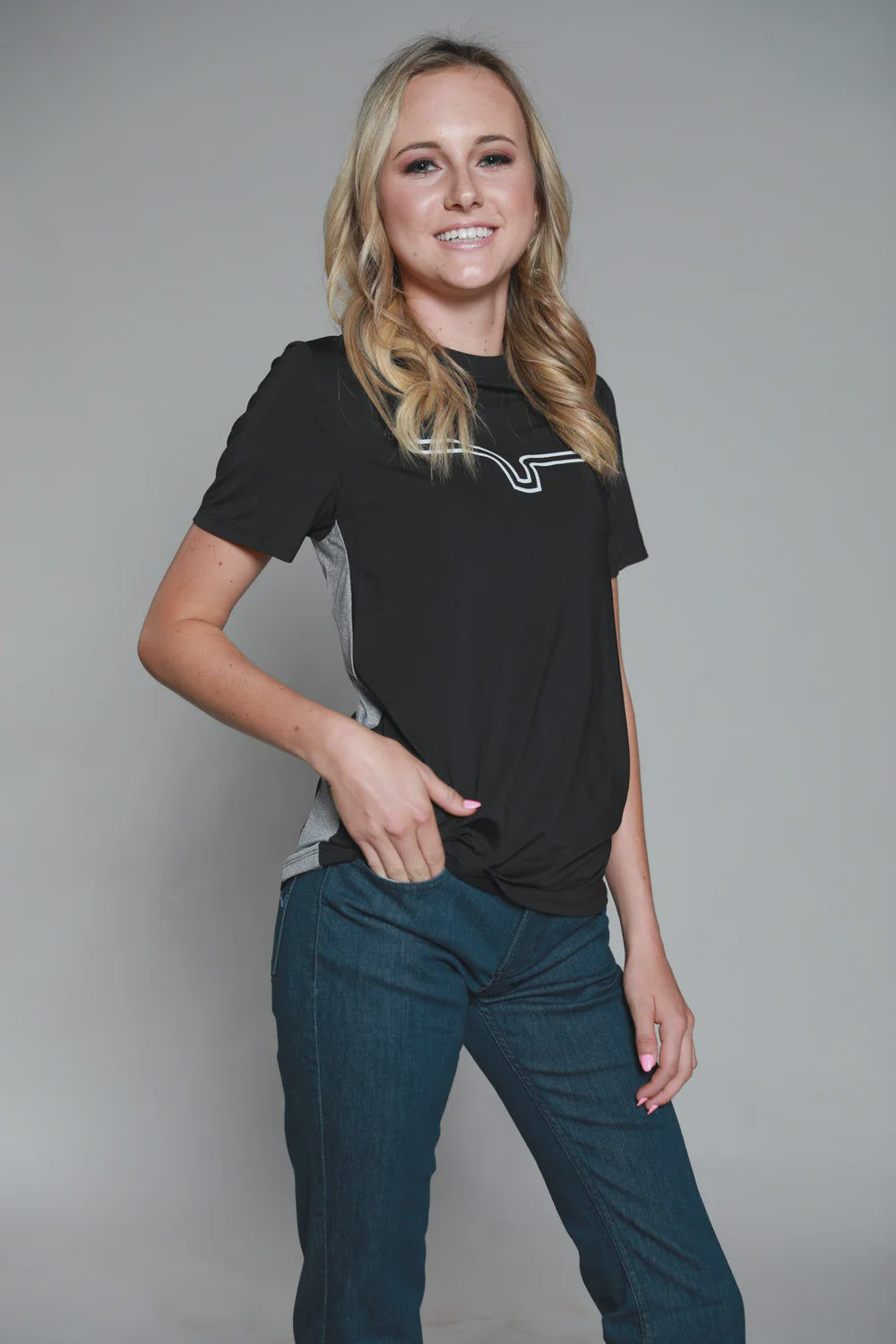 Womens Kimes Ranch Phase 2 Tech Tee - Black / Grey (7336701100109)