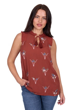 Womens Wrangler Krissy  Blouse - Rust (7553540227149)