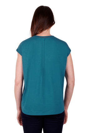 Womens Thomas Cook Laura Pleat Back Tee Tshirt - Teal (6894257012813)