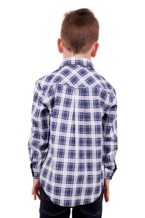 Boys Kids Thomas Cook Lloyd LS Shirt - White / Denim (6894296662093)