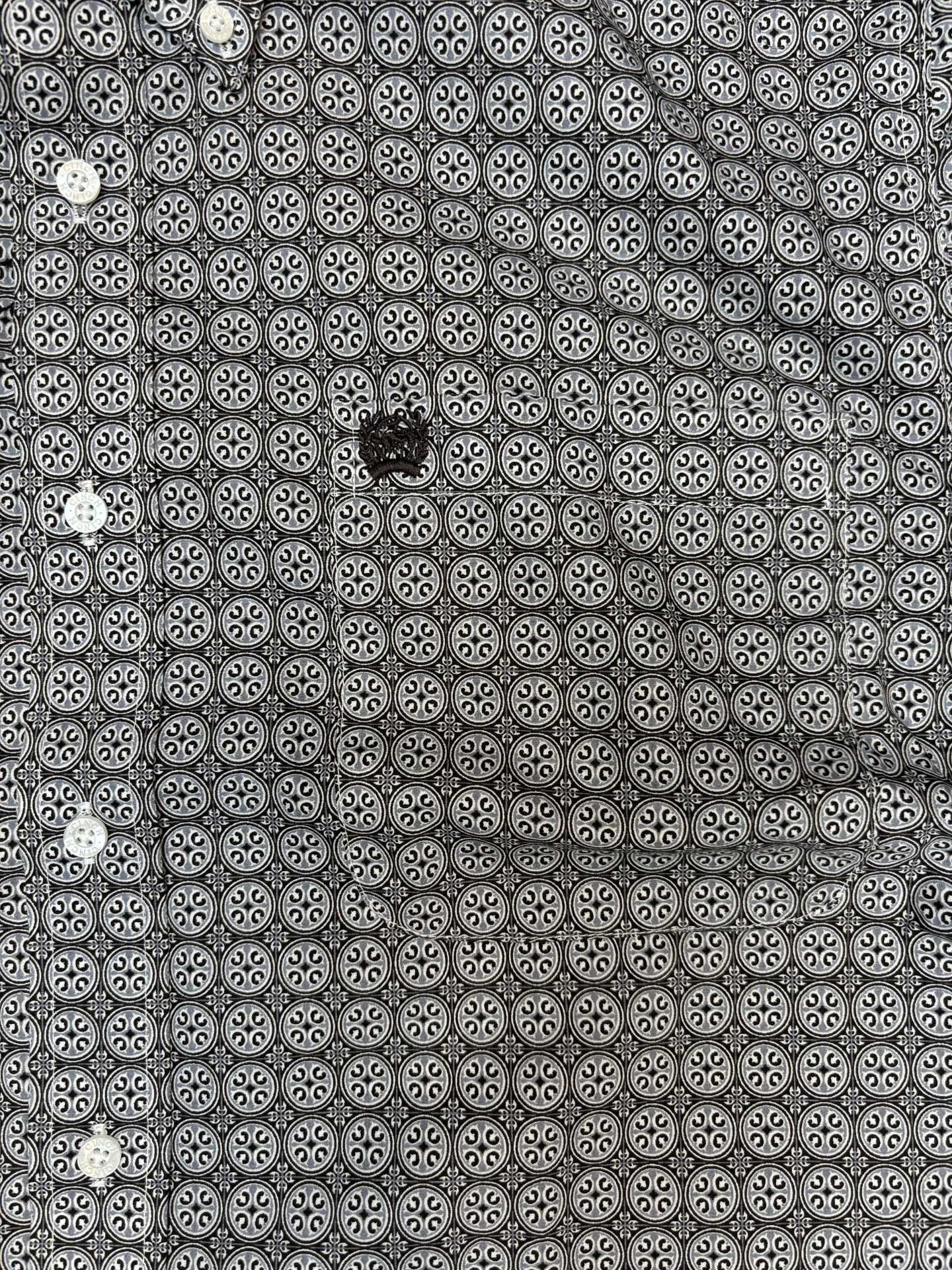 Mens Cinch Medallion Button Down Shirt - White / Grey (7012106174541)