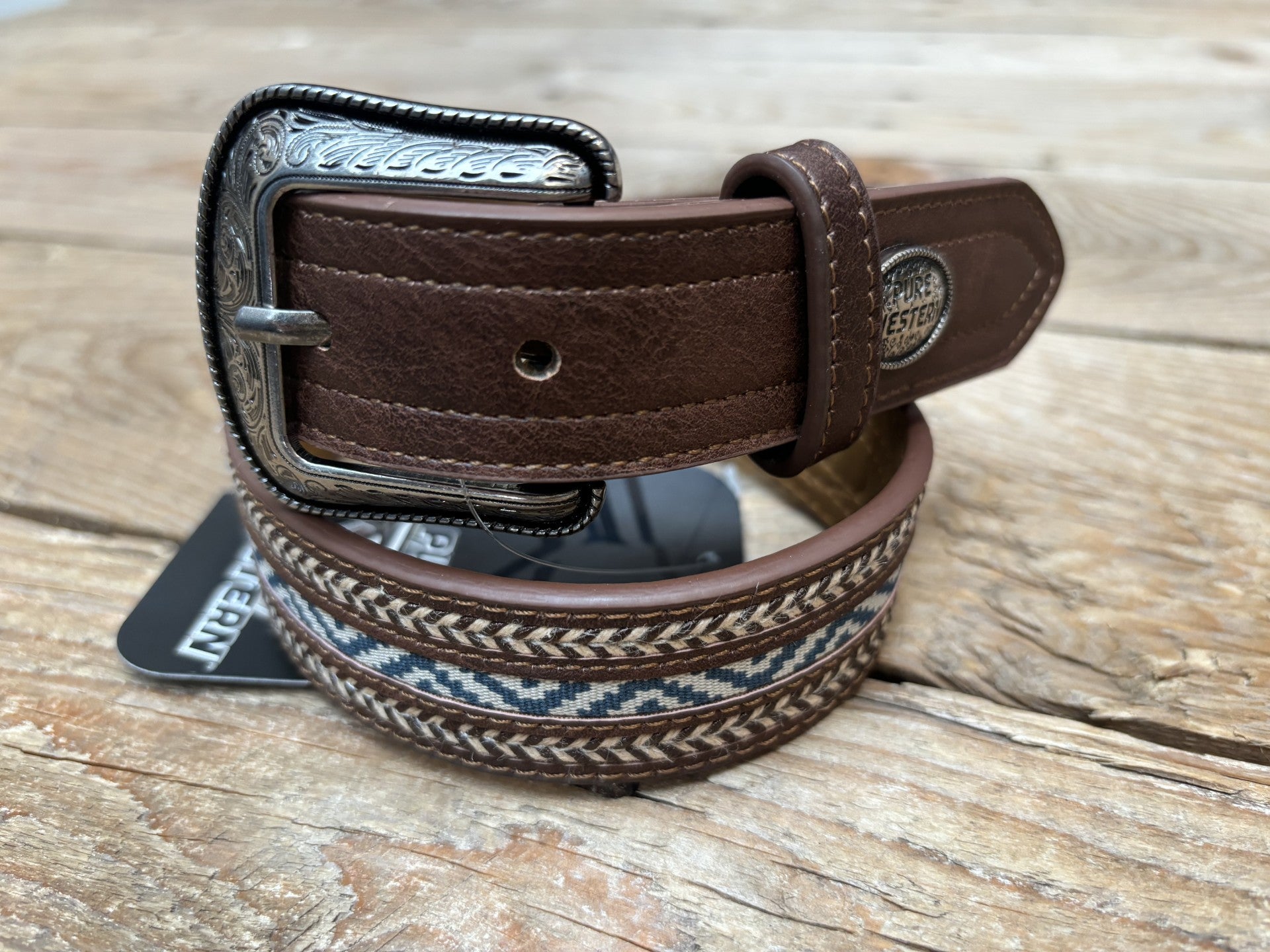 Mens Pure Western Miller Belt - Dark Tan (7041897660493)