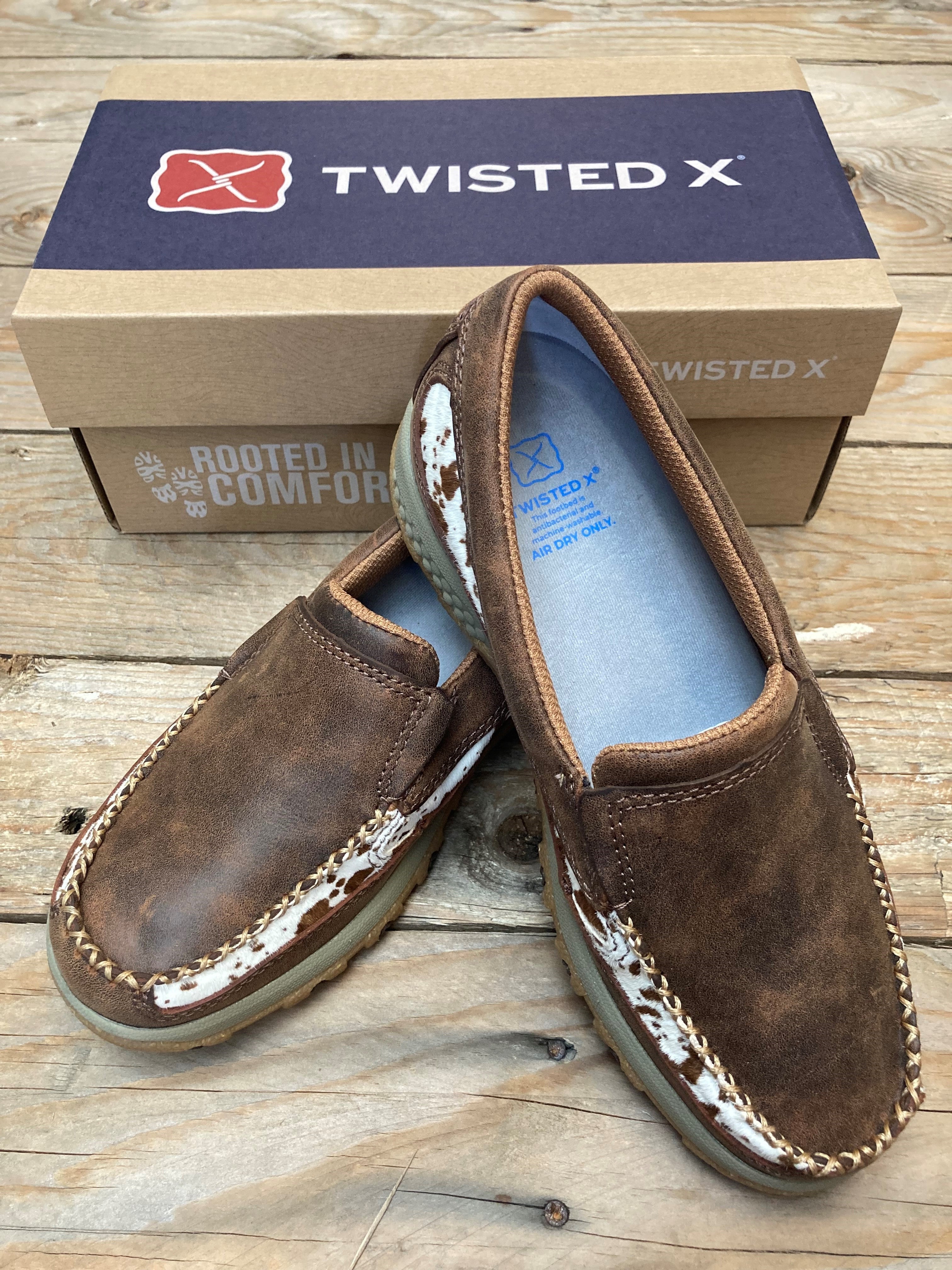 Womens Twisted X Cow Fur Cell Stretch Moc - Brown (6874451148877)