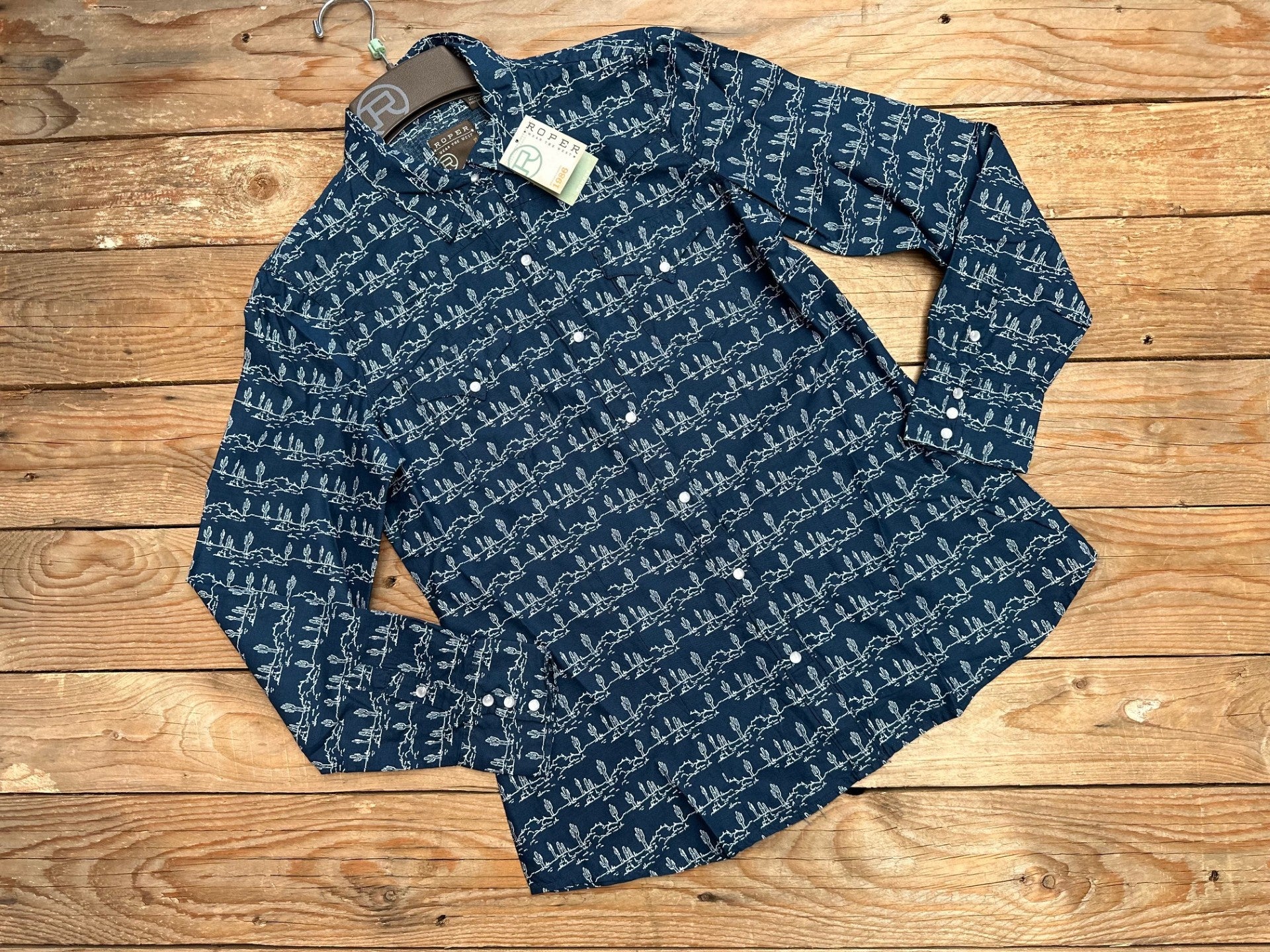 Womens Roper West Made LS Print Shirt - Blues (7304030289997)