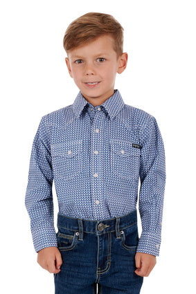 Boys Pure Western Oliver LS Shirt - Blue / Red (6895106654285)