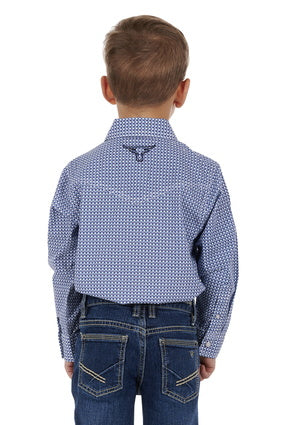 Boys Pure Western Oliver LS Shirt - Blue / Red (6895106654285)