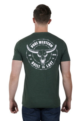 Mens Pure Western Walker Tee Tshirt - Green Marle (6895097643085)