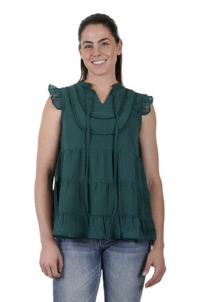 Womens Pure Western Athena Blouse - Green (6895102165069)