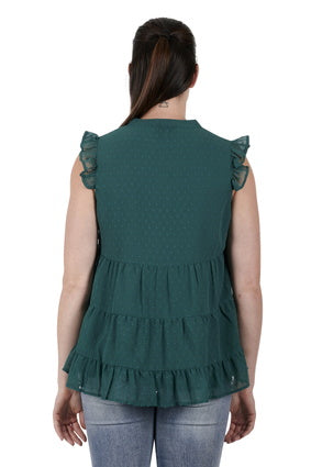 Womens Pure Western Athena Blouse - Green (6895102165069)