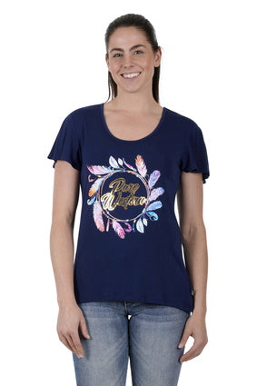 Womens Pure Western Dylan Tee Tshirt - Navy (6895101902925)