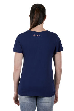 Womens Pure Western Dylan Tee Tshirt - Navy (6895101902925)