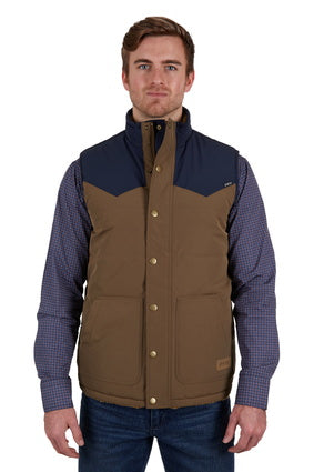 Mens Pure Western Martin Reversible Vest - Tan / Navy (7041902477389)