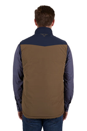 Mens Pure Western Martin Reversible Vest - Tan / Navy (7041902477389)