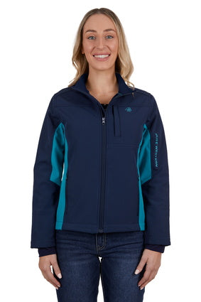 Womens Pure Western Tracy Softshell Jacket - Navy / Aqua (7033677054029)