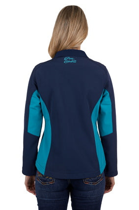 Womens Pure Western Tracy Softshell Jacket - Navy / Aqua (7033677054029)