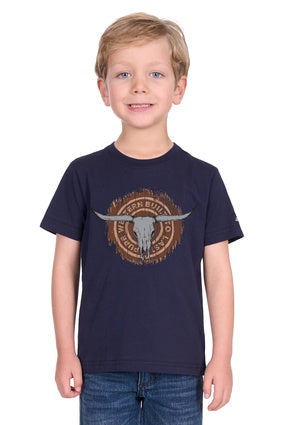 Boys Pure Western Samuel SS Tee Tshirt - Navy (7547314208845)