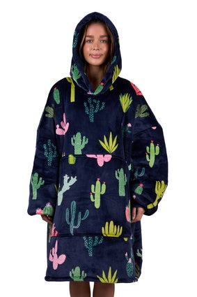 Adults Pure Western Cactus Snuggle Hoodie - Navy (7472655401037)