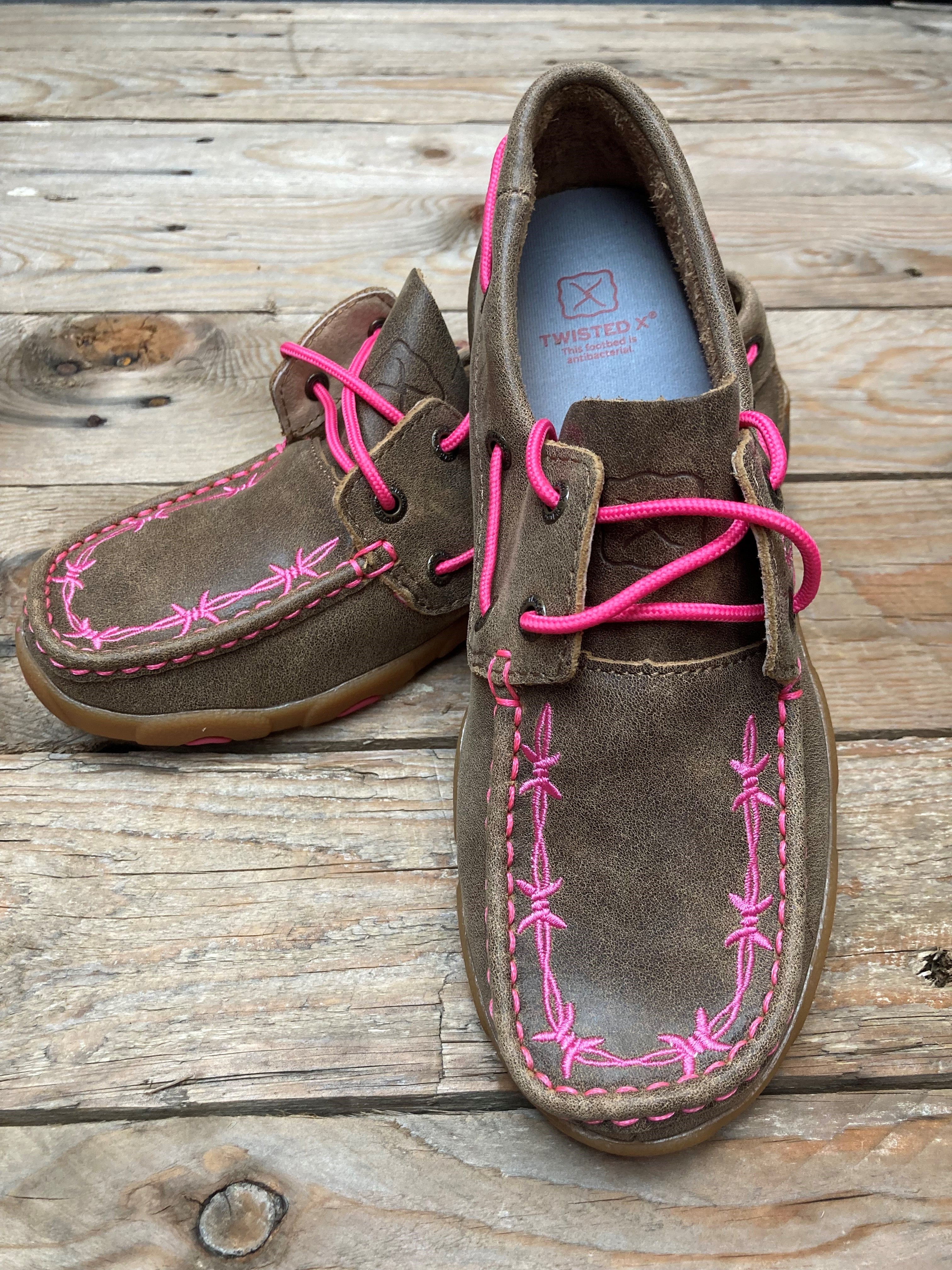 Womens Twisted X Pink Ribbon Barbed Moc - Low Lace Up (6710148431949)