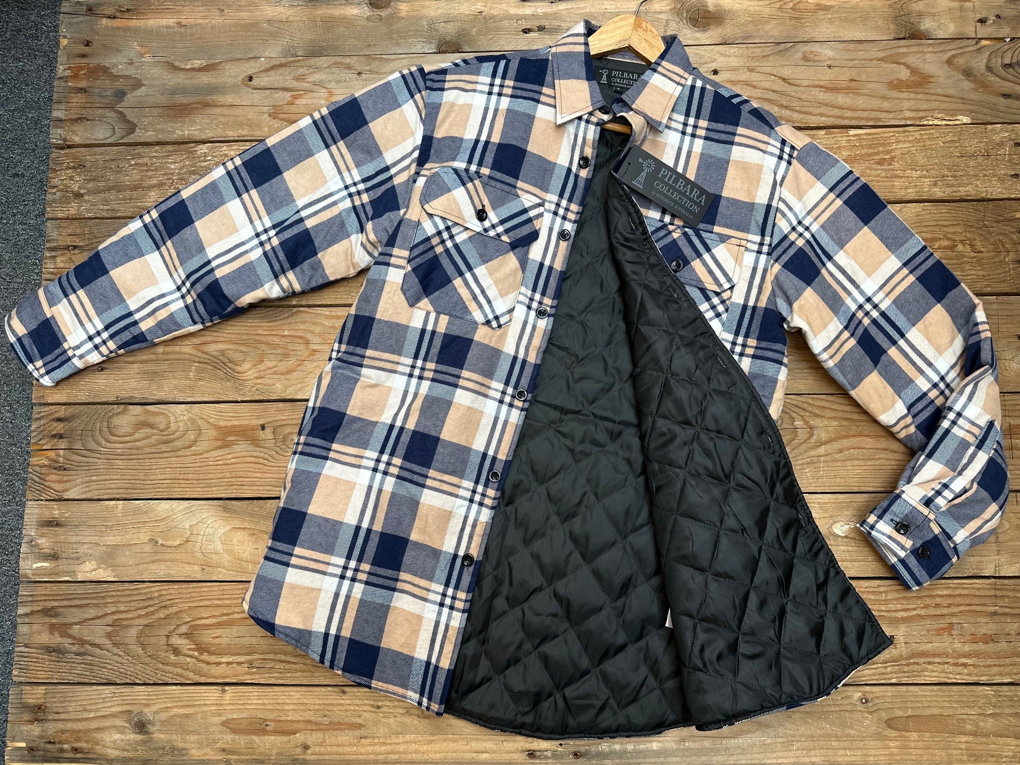 Mens Ritemate Flannelette Open Front Quilted Shirt / Jacket - Choose Colour (7504140140621)