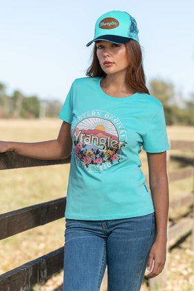Womens Wrangler Sara SS Tee Tshirt - Aqua (7336701329485)