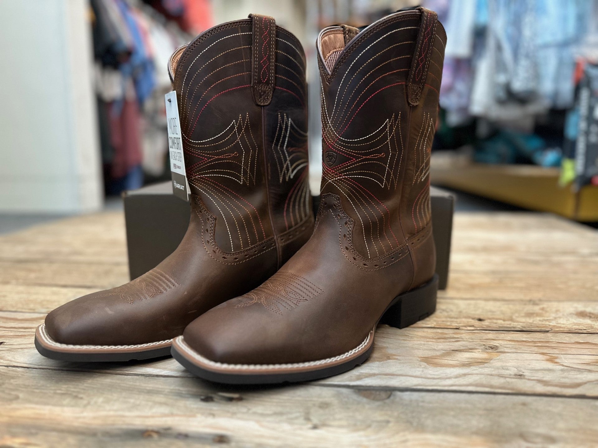 Mens Ariat Sport Wide Square Toe - Distressed Brown (6539487576141)