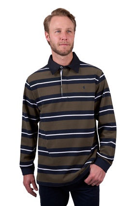 Mens Thomas Cook Peter Rugby Shirt Jumper - Navy / Dark Tan (7510452109389)