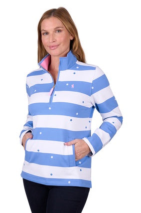 Womens Thomas Cook Eden 1/4 Zip Rugby Shirt - Blue (7453215260749)