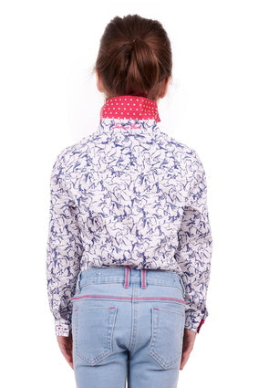 Girls Thomas Cook Willow Horse Shirt - White / Blue (6894304723021)