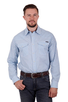 Mens Wrangler Joseph LS Shirt - Blue / Teal (6894504575053)
