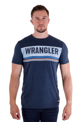 Mens Wrangler Bolton Tee Tshirt - Navy Marle (6894507098189)