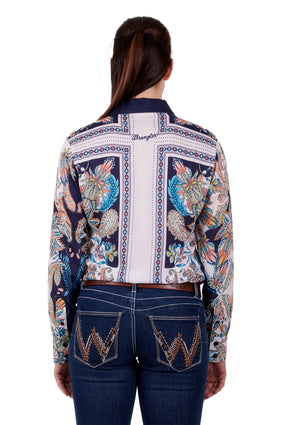 Womens Wrangler Randa LS Shirt - Navy / Multi (6894478327885)