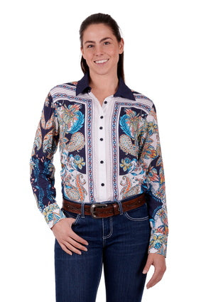 Womens Wrangler Randa LS Shirt - Navy / Multi (6894478327885)