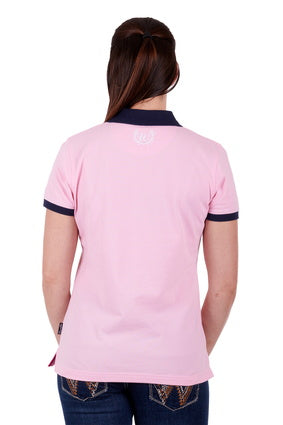 Womens Wrangler Selena Polo Shirt - Pink / Navy (6894491369549)