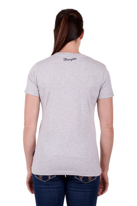 Womens Wrangler Mila SS Tee Tshirt - White Marle (6894478458957)