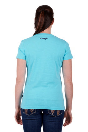 Womens Wrangler Addison SS Tee Tshirt - Aqua (6894478426189)