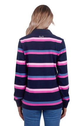 Womens Wrangler Jada Rugby Shirt - Navy / Pink (7025729962061)