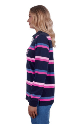 Womens Wrangler Jada Rugby Shirt - Navy / Pink (7025729962061)