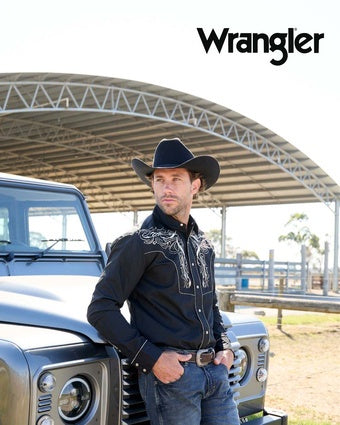 Mens Wrangler Carlos Embroidered LS Shirt - Black (7554373713997)