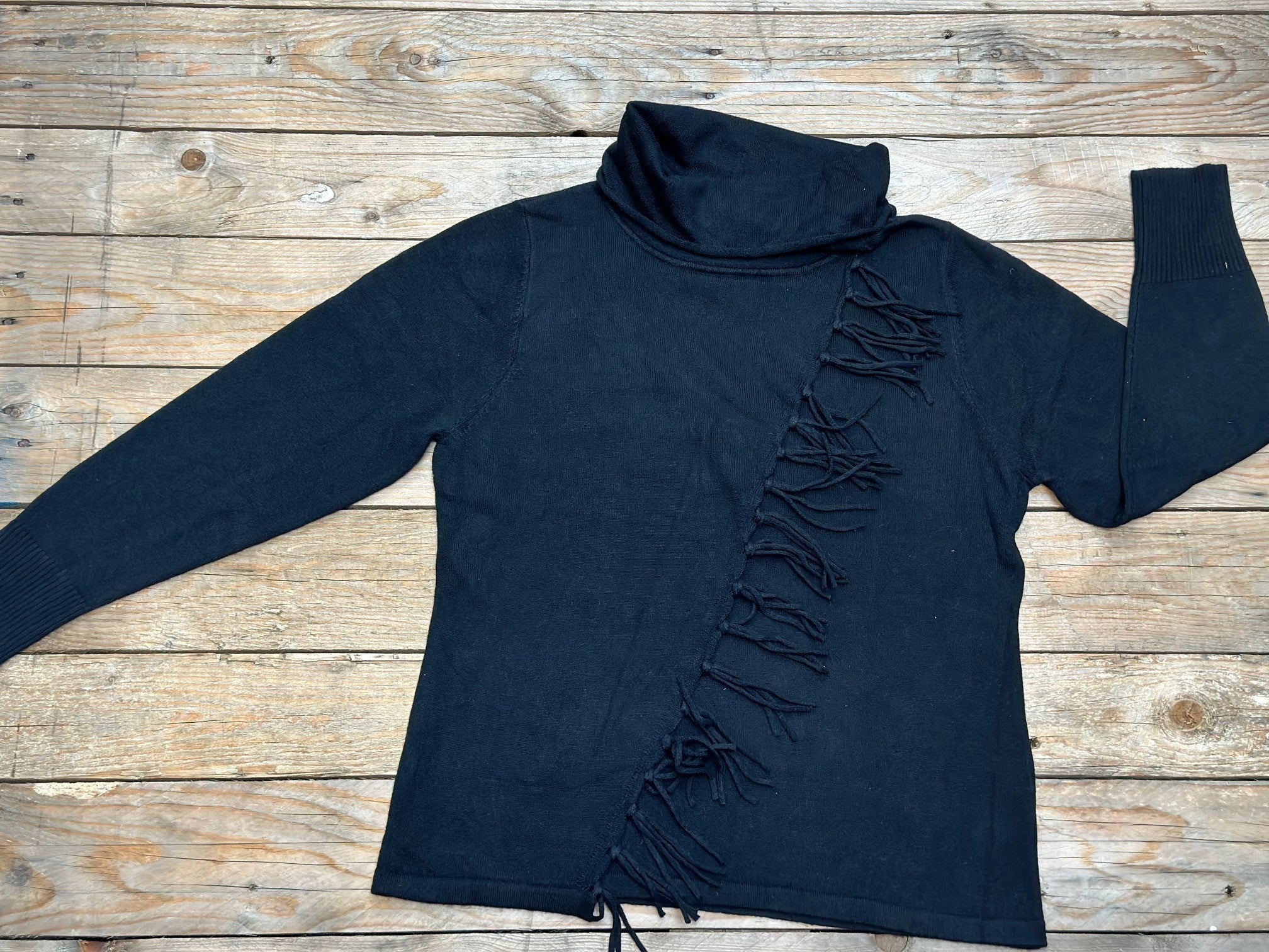 Womens Cross Over Tassel Pullover Knit Jumper - Putty or Black (6865484251213)