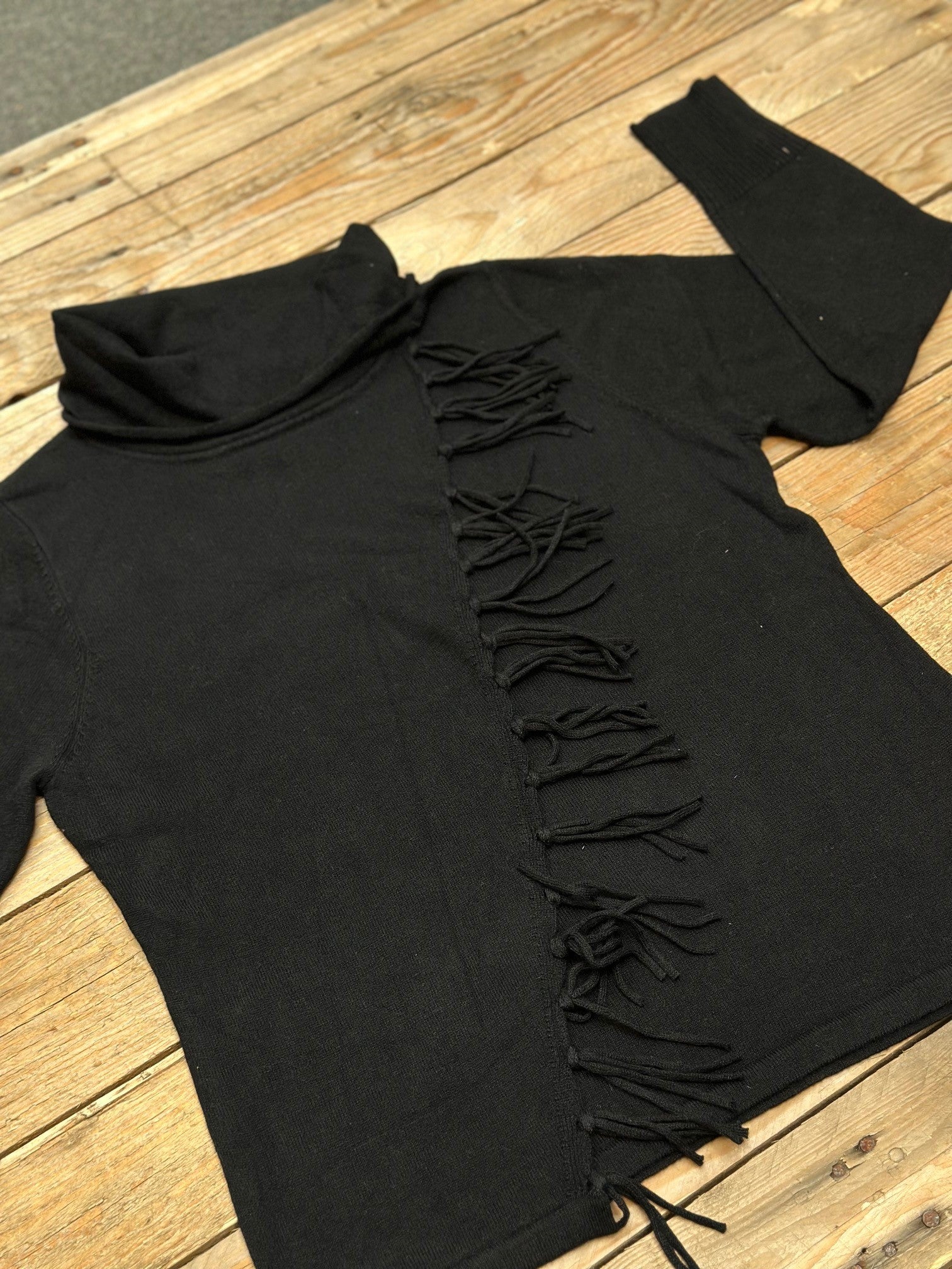 Womens Cross Over Tassel Pullover Knit Jumper - Putty or Black (6865484251213)
