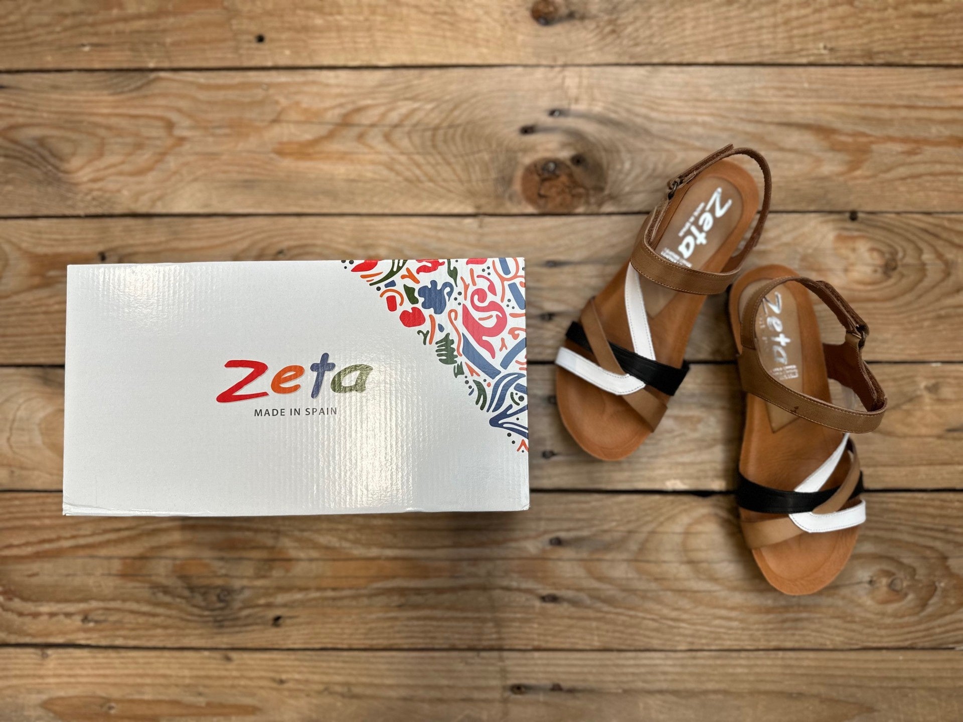 Womens Zeta Ocean Sandal - White/Black/Tan (7311087992909)