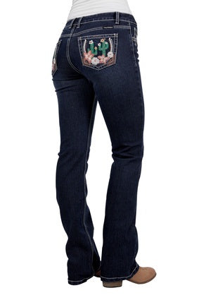 Womens Pure Western Zoe Boot Cut Mid Rise Denim Jean 34 Leg (7327247335501)